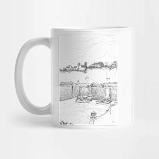 Harbour at Crail in Fife, on the East Coast of Scotland [ Digital Illustration] Mug